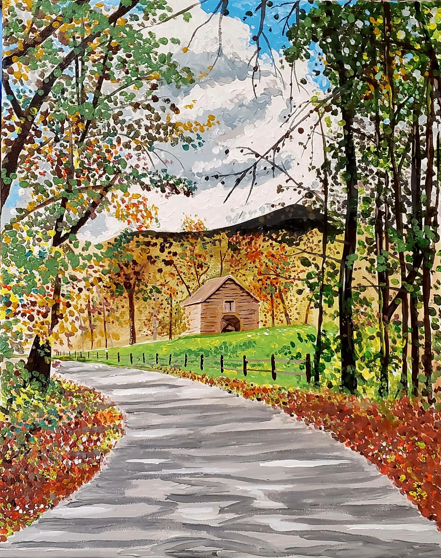 Fall scenes "Country Road" - Acrylic on Canvas