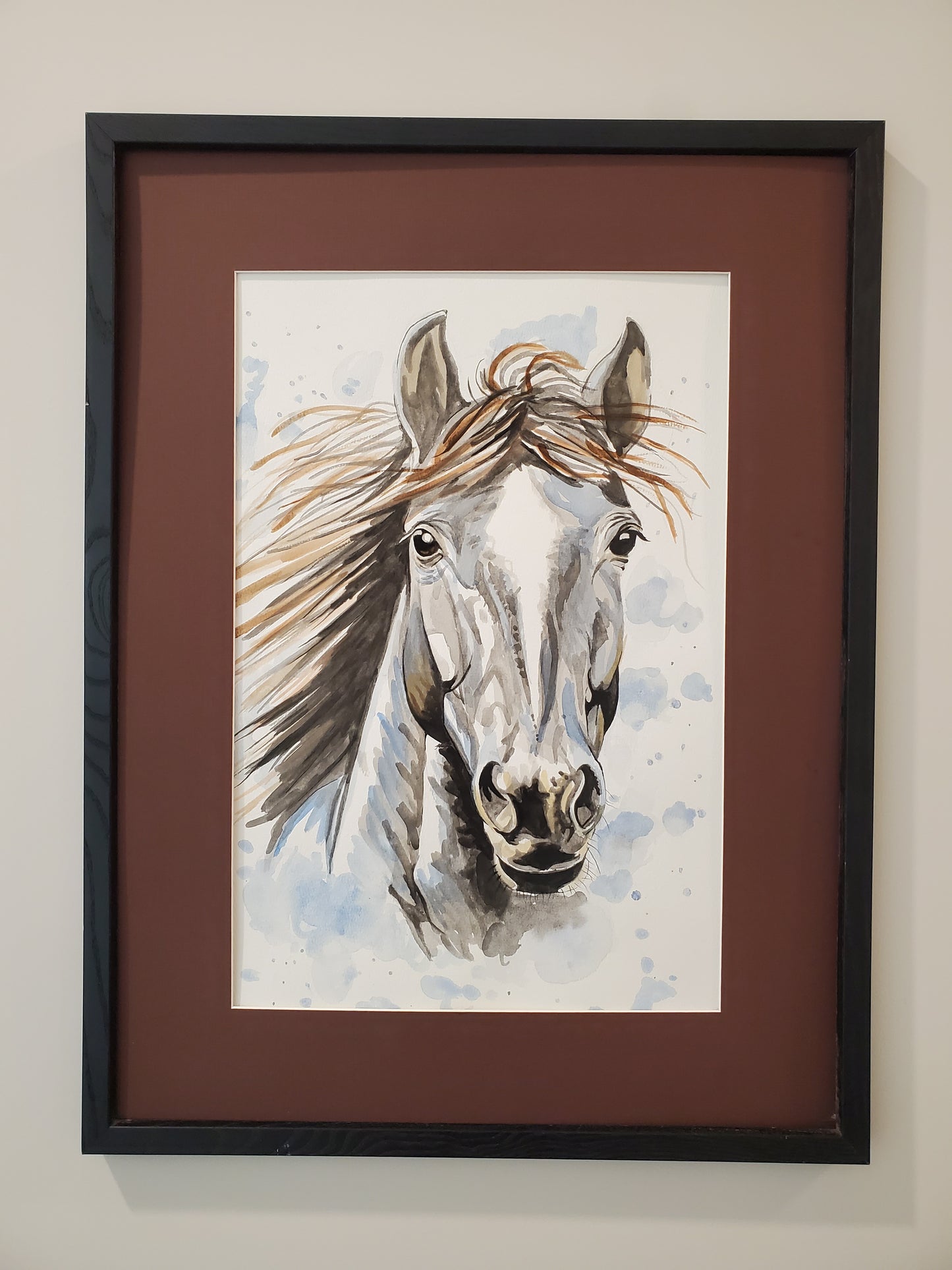 13) Animals "Stallion"- Matted Watercolor on Paper