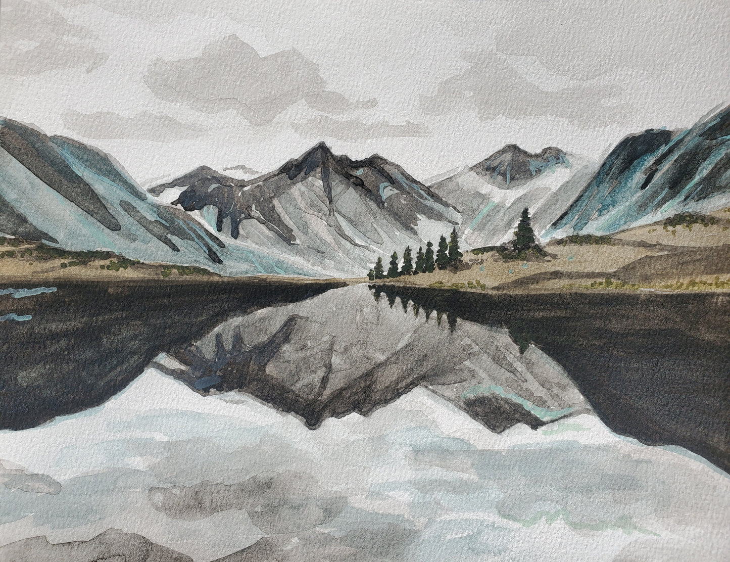 16) Landscapes "Mountain Reflections"- Watercolor on Paper