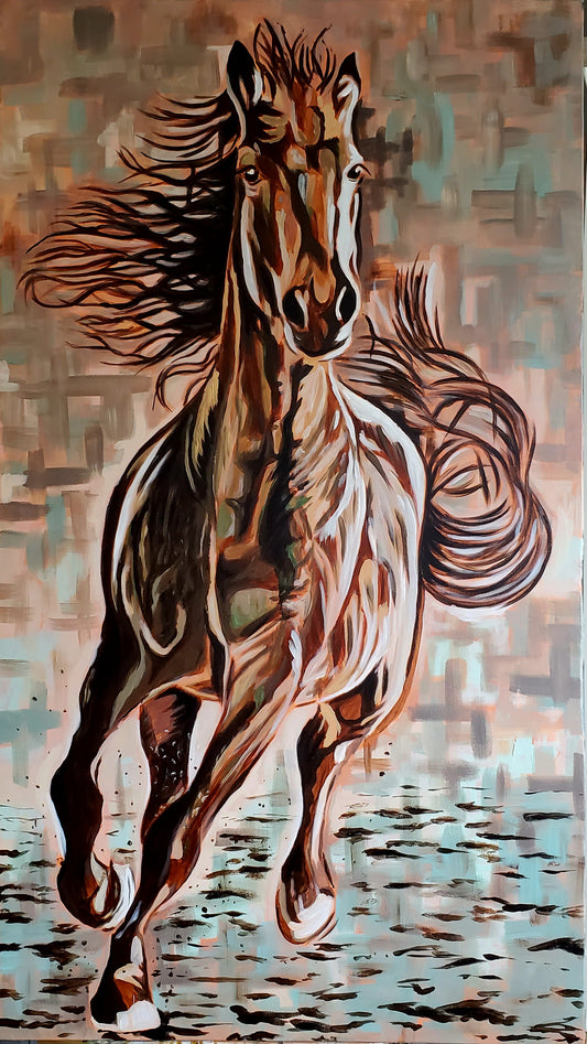 04) Animals "Unbridled" Acrylic on Canvas