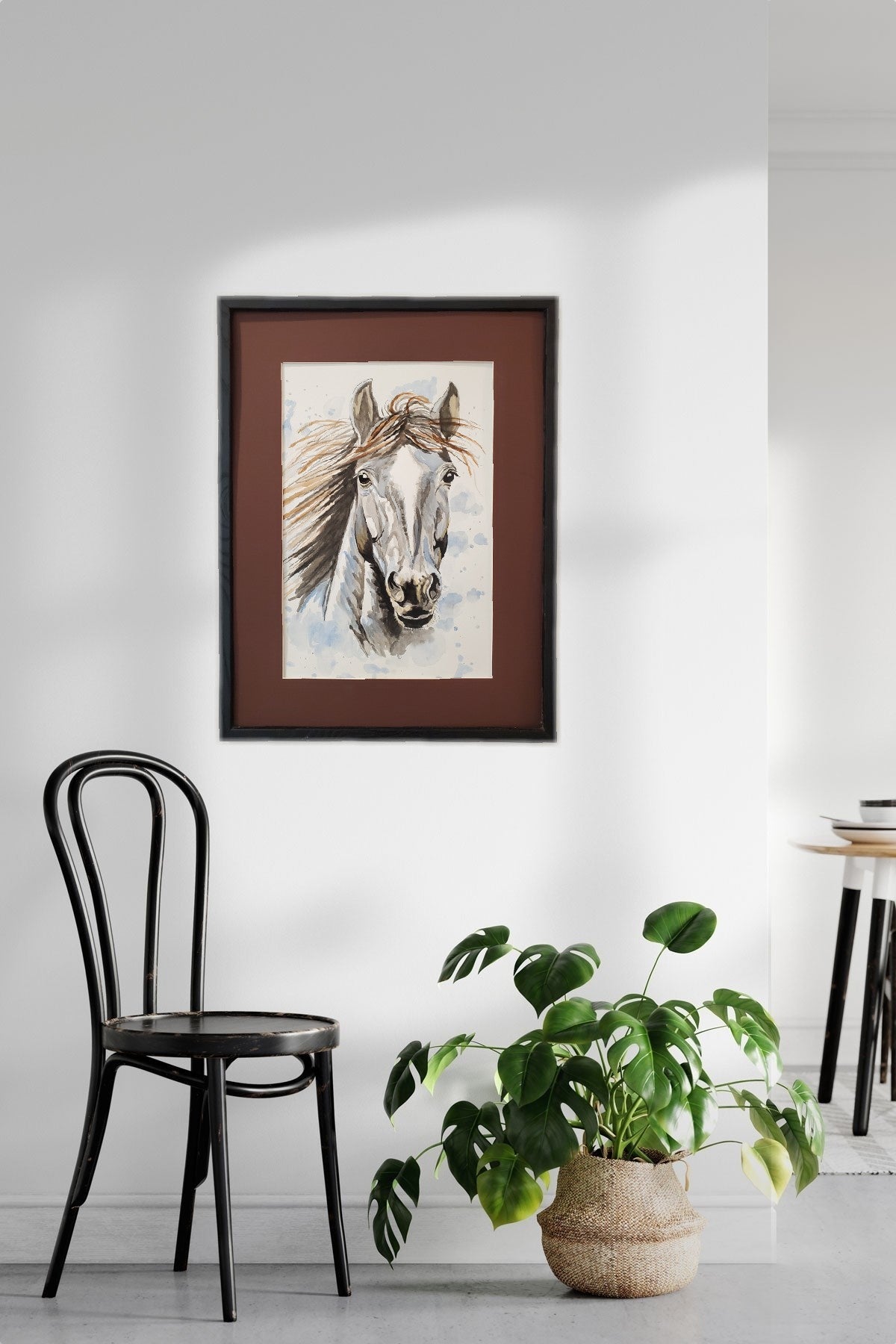 13) Animals "Stallion"- Matted Watercolor on Paper