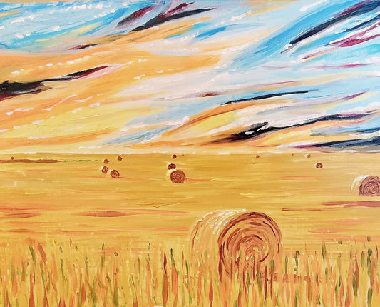 Acrylic landscapes "Amber Fields" Acrylic on Canvas